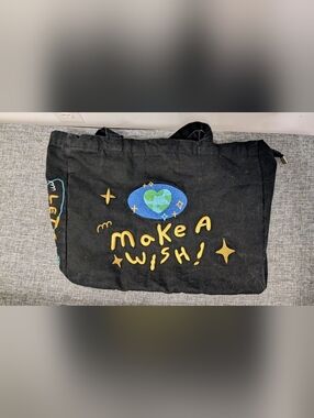 Black Make A Wish Bag with Embroidered Designs